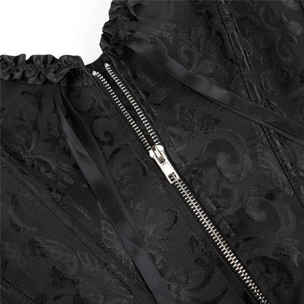Zipper Jacquard Underbust Cors - Boning Corset Steel recension och pris